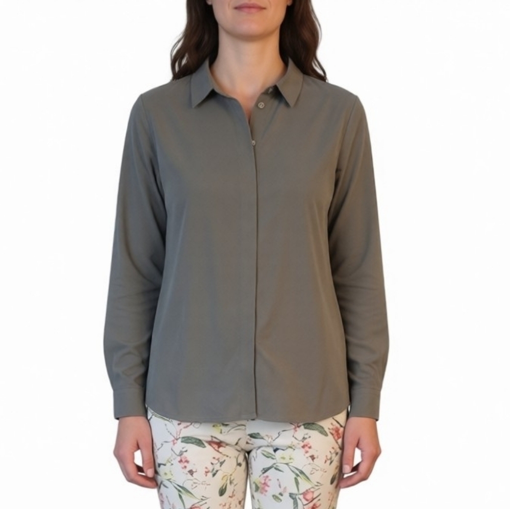 H&M Green Button Down Blouse